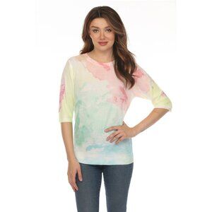 Pink and Green Cloud Blended Top